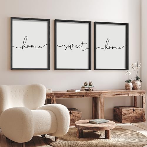 Heiple Set of 3 Framed Farmhouse Home Sweet Home Sign Above Bed Wall Decor for Bedroom Decor Wall Art Wood Signs - Image 2