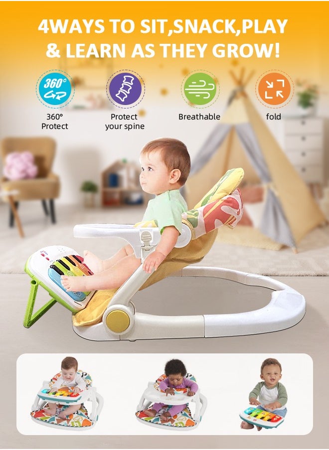 Soft Touch Baby Sitting Support Baby Floor Seat Activity Center Sit Up Infant Feeding Playing Chair Foldable Baby Chair with Music and Light  - Image 3