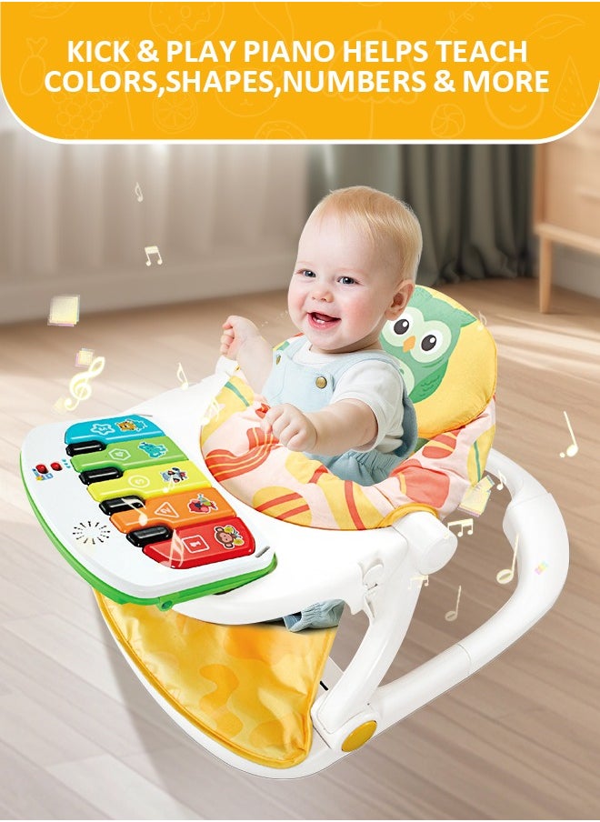 Soft Touch Baby Sitting Support Baby Floor Seat Activity Center Sit Up Infant Feeding Playing Chair Foldable Baby Chair with Music and Light  - Image 4
