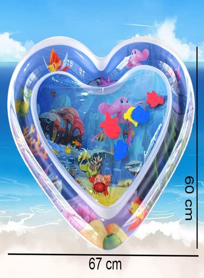 Vajin Heart Shape Baby Water Play Mat Infants and Toddlers Inflatable Baby Slapped Pad Tummy Time Floor Cushion Fun Activity Play Center Indoor Outdoor Toys (Multicolor) - Image 2
