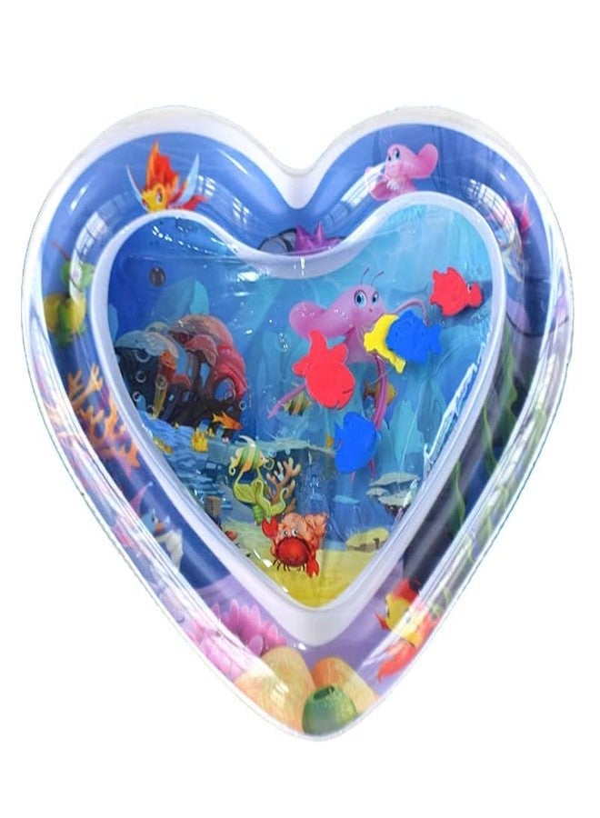 Vajin Heart Shape Baby Water Play Mat Infants and Toddlers Inflatable Baby Slapped Pad Tummy Time Floor Cushion Fun Activity Play Center Indoor Outdoor Toys (Multicolor) - Image 1