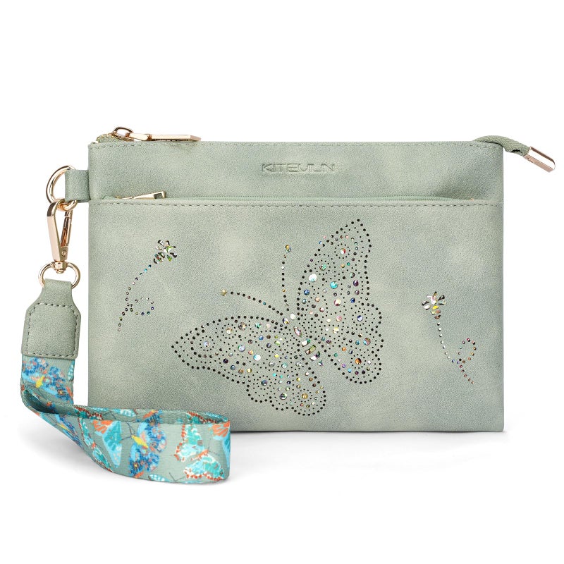 KITEVIUN Wristlet Wallets Clutch Purses for Women, Slim RFID Blocking Cell Phone Wallet Purse with Credit Card Holder - Image 1