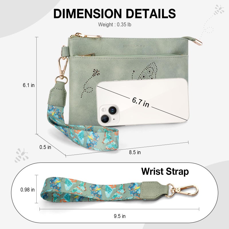 KITEVIUN Wristlet Wallets Clutch Purses for Women, Slim RFID Blocking Cell Phone Wallet Purse with Credit Card Holder - Image 2