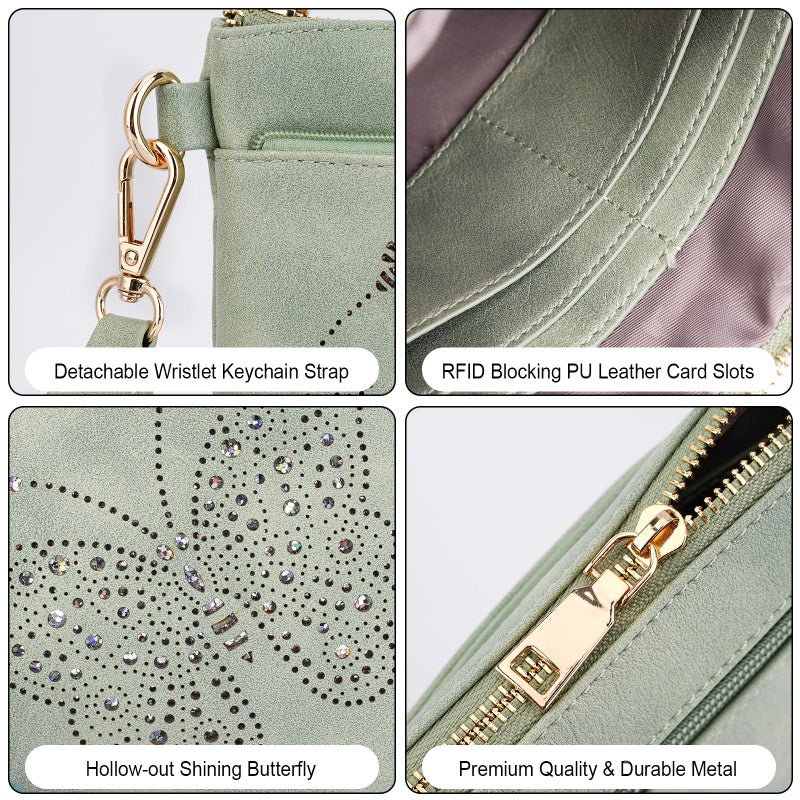 KITEVIUN Wristlet Wallets Clutch Purses for Women, Slim RFID Blocking Cell Phone Wallet Purse with Credit Card Holder - Image 4