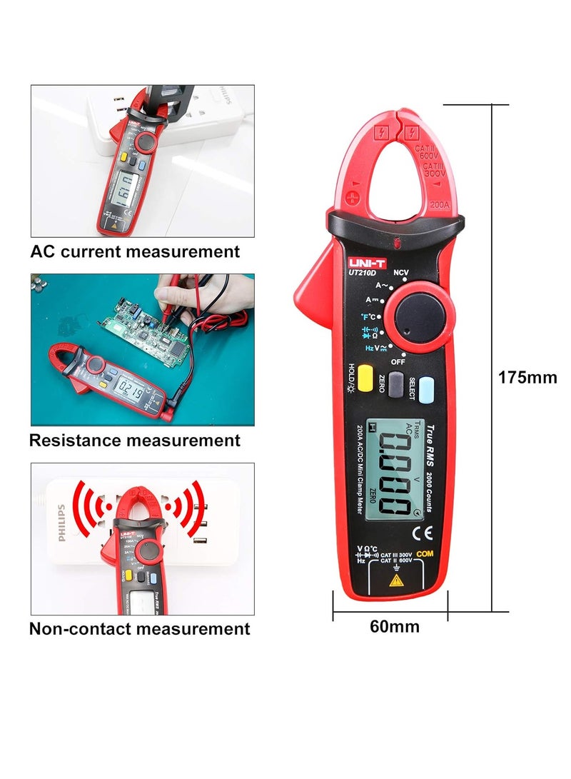 UNI-T UT210D Digital AC/DC Current Voltage Resistance Capacitance Clamp Meter - Image 4