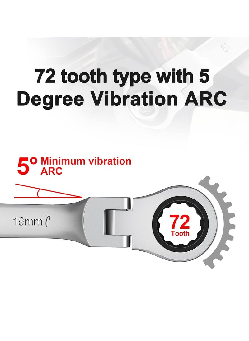 Generic 9mm Flex Head Ratchet Wrench, Industrial Grade Cr-V Steel, 12 Point Release Design, 72 Tooth Ratchet, 180 Degree Flex Box End  - Image 3