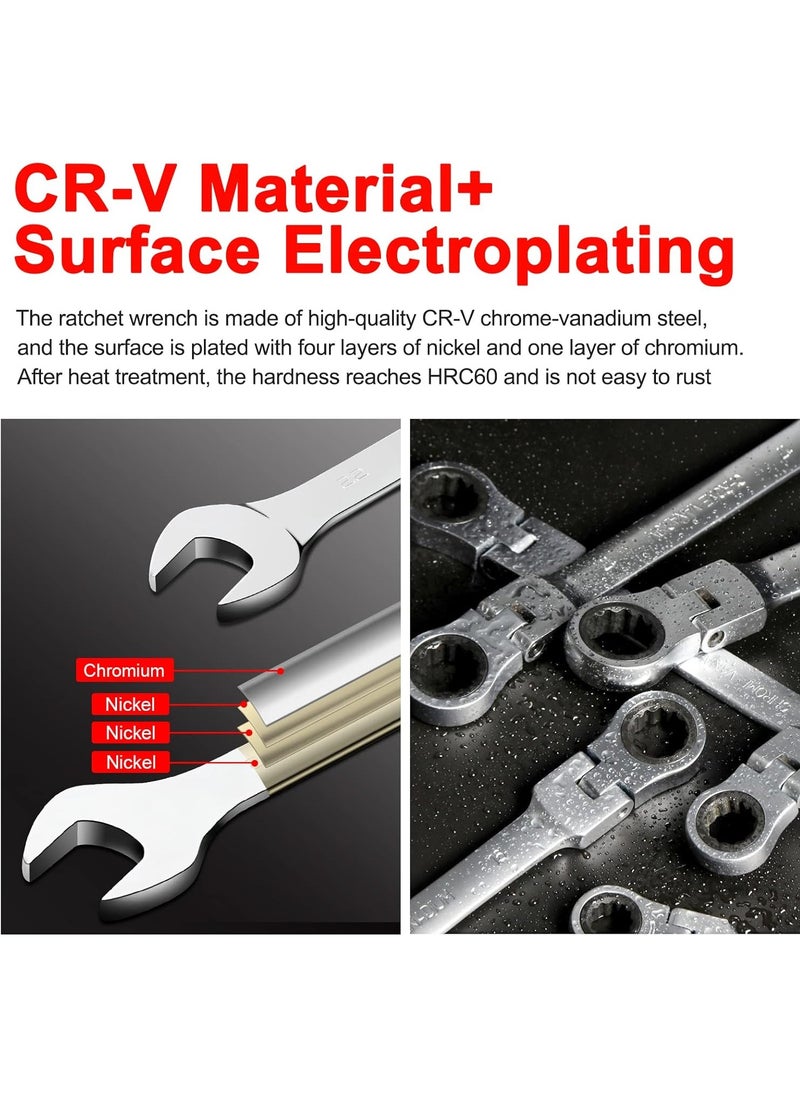 Generic 9mm Flex Head Ratchet Wrench, Industrial Grade Cr-V Steel, 12 Point Release Design, 72 Tooth Ratchet, 180 Degree Flex Box End  - Image 5