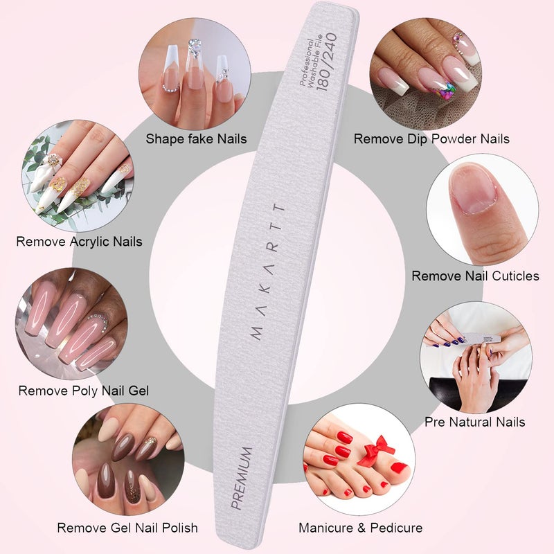 Makartt Nail File: 180 240 Grit Doubled Sides Nail Files for Acrylic Nails, 10Pcs Washable Emery Boards for Nails, Professional Nail Supplies Pedicure Nail Filer Manicure Tools Beauty Offering - Image 5