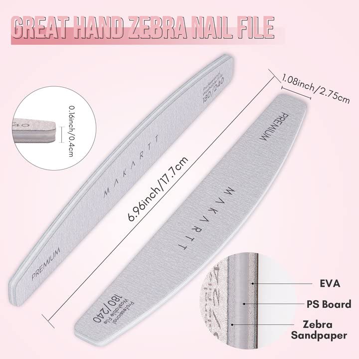 Makartt Nail File: 180 240 Grit Doubled Sides Nail Files for Acrylic Nails, 10Pcs Washable Emery Boards for Nails, Professional Nail Supplies Pedicure Nail Filer Manicure Tools Beauty Offering - Image 2