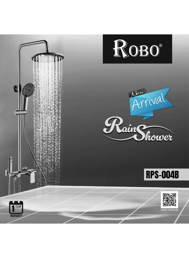ROBO Matte Black Shower System | Round Rain Head, Hand Spray, Faucet & Mixer | Modern Bathroom Set  - Image 2