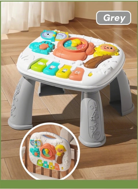 Education Early Development Toys,Learning Musical Table Toys,Educational Learning Activity Table,Multi-Functional Educational Toy Table,Interactive Play Center With Smart Stages Learning Content,Engaging Baby Activity Center For 18 Months(Grey)