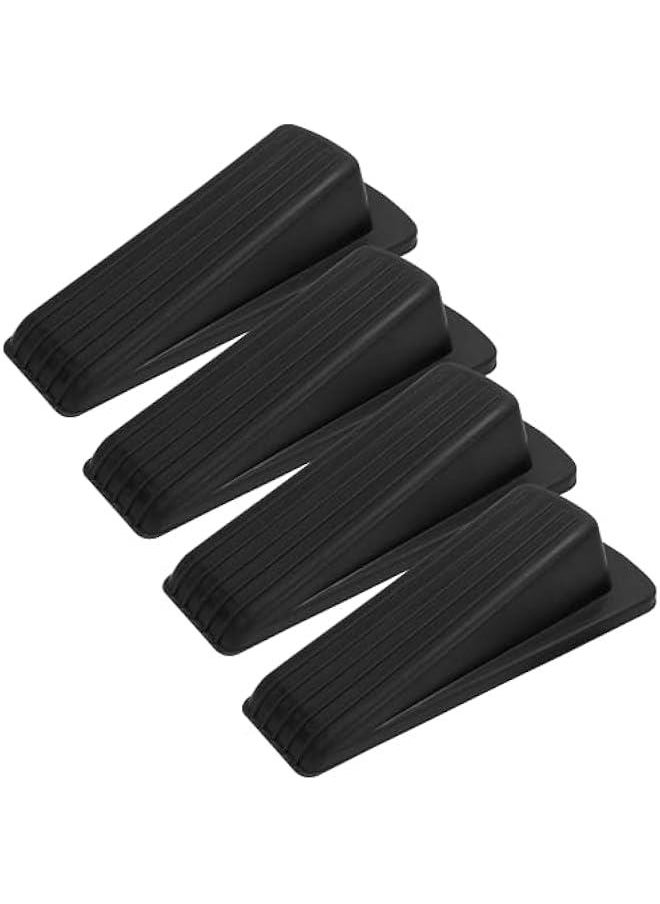 Generic Heavy Duty Rubber Door Stopper, Black, 4 Pack of 4.8 x 2.2 x 1.3 in, for Residential and Commercial Use  - Image 1