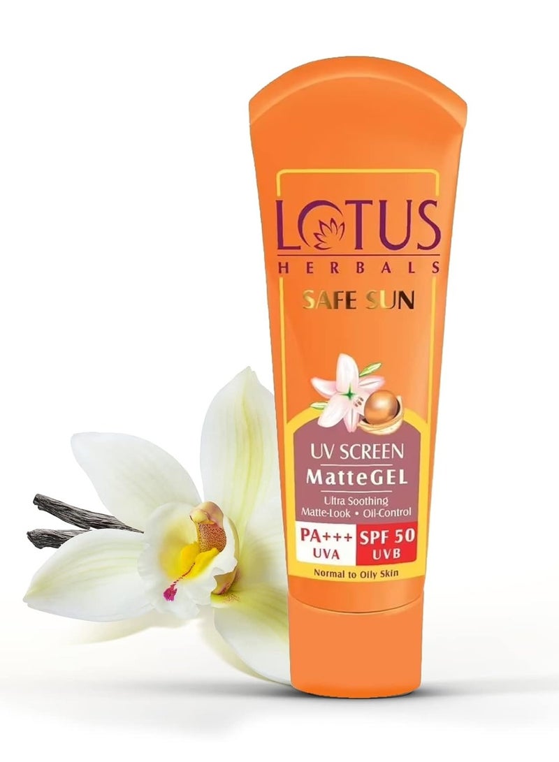 LOTUS HERBALS Safe Sun Invisible Matte Gel Sunscreen SPF 50 PA For Men and Women Non Greasy Suitable for Oily Skin 50g  - Image 1