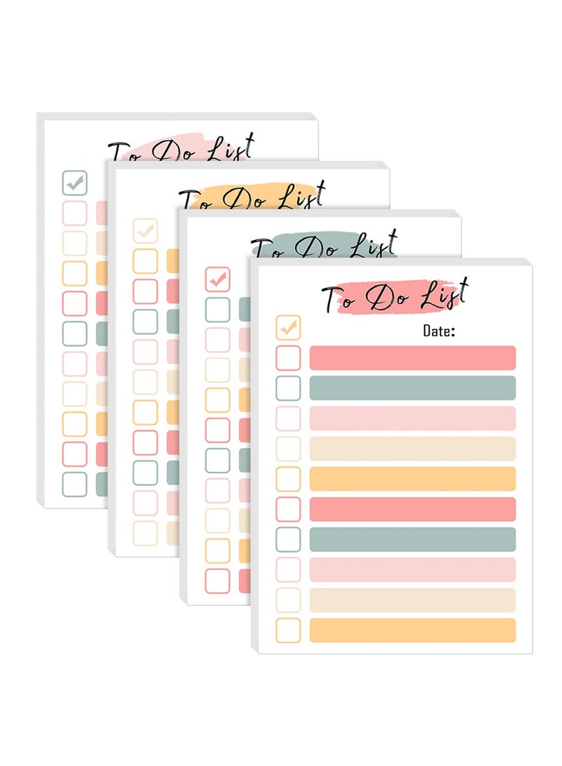 SYOSI To Do List Notepad, 4 Packs 4 X 6 Inches to Do List Planner Sticky Notes, Adhesive Memo Pad Portable Daily Planner for Work Planner, Grocery List, Reminders Personal Organized (200 Sheets) - Image 1