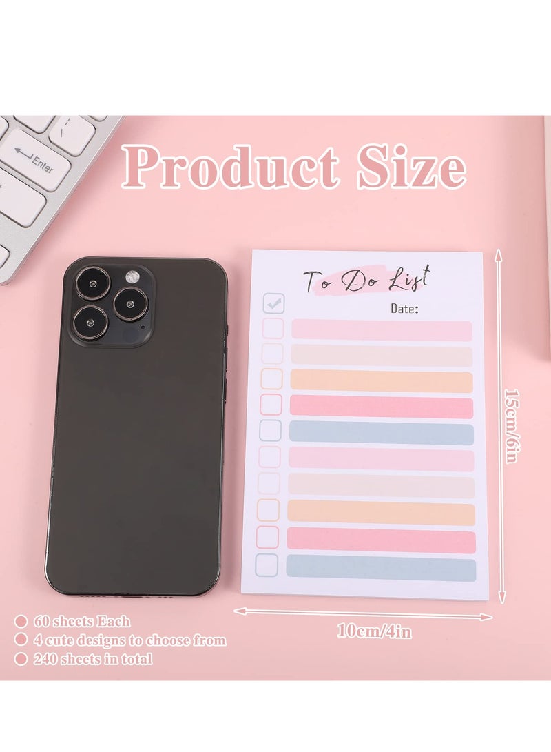 SYOSI To Do List Notepad, 4 Packs 4 X 6 Inches to Do List Planner Sticky Notes, Adhesive Memo Pad Portable Daily Planner for Work Planner, Grocery List, Reminders Personal Organized (200 Sheets) - Image 3