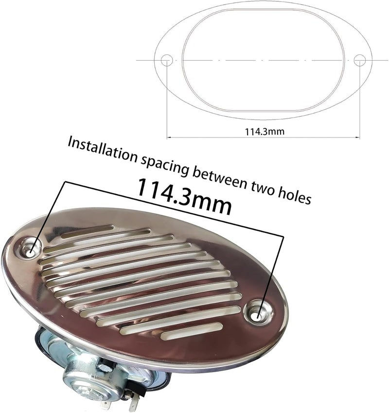C CLINK 316 Stainless Steel 12V Hidden Flush Mount 5190512 Marine Boat Horn Two Hole Installation Spacing of 114.3 mm - Image 3