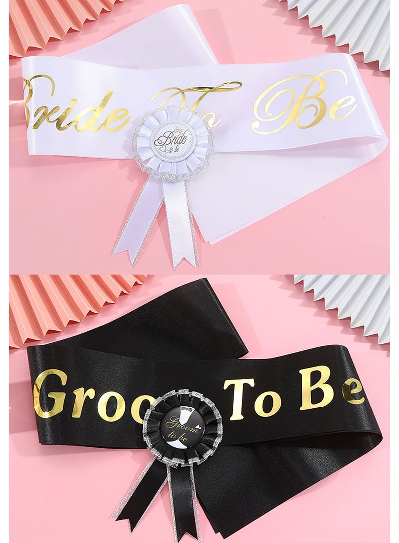 RTYY Bride to Be Sash Groom to Be Sash Set Bachelorette Party Hen Party Supplies Bride to Be and Groom to Be Rosette Badge Bridal Shower Decorations Bachelorette Sash - Image 2