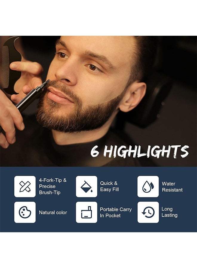 أوريتي مجموعة قلم حشو اللحية لتحديد الشكل ، طقم حشو قلم رصاص اللحية السوداء للرجال مجموعة قلم تعبئة اللحية مع فرشاة مقاومة للماء تغطية طويلة الأمد (أسود) - Image 5