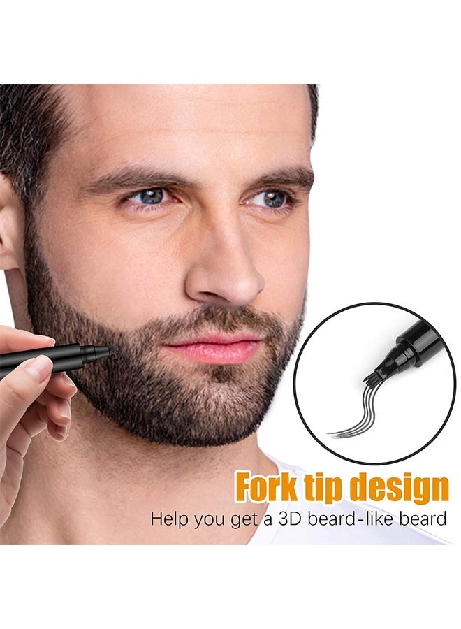 أوريتي مجموعة قلم حشو اللحية لتحديد الشكل ، طقم حشو قلم رصاص اللحية السوداء للرجال مجموعة قلم تعبئة اللحية مع فرشاة مقاومة للماء تغطية طويلة الأمد (أسود) - Image 2