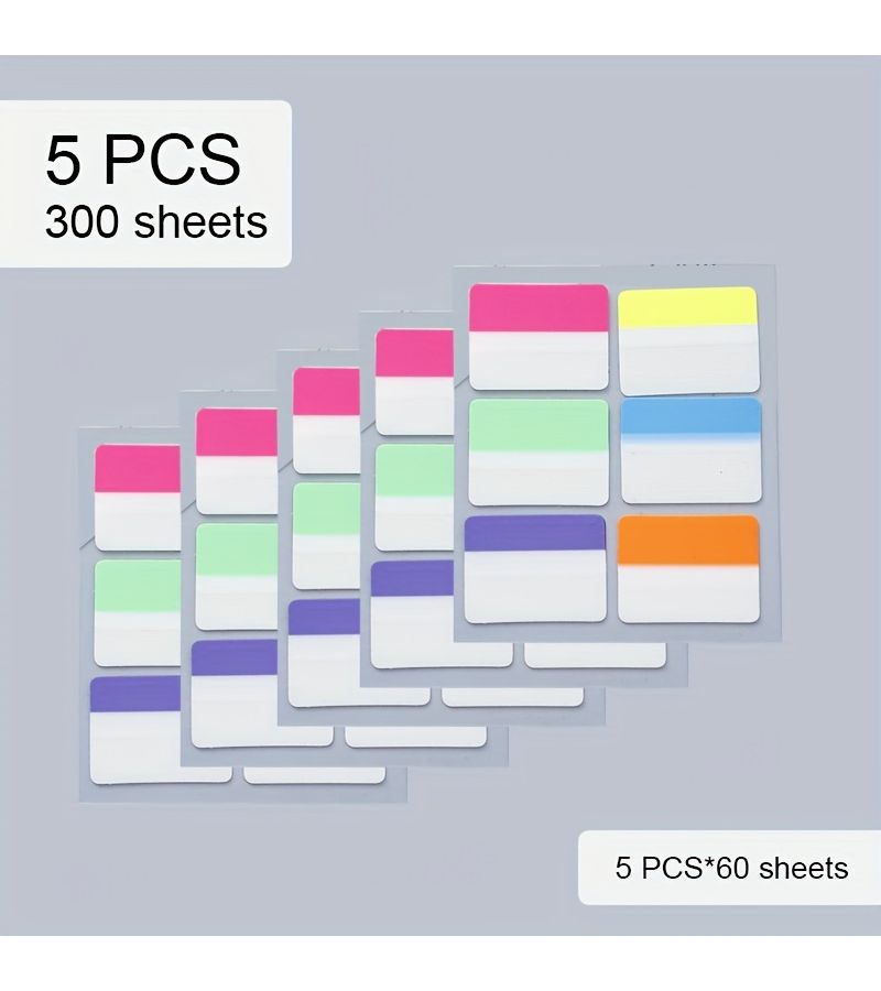 5 Books Transparent Plastic Sticky Notes No Residue Strong Adhesive for Office School Home Labeling - Image 3
