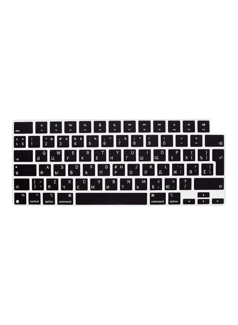 AMM EU Version Russian English Silicone Keyboard Cover Skin for M2 MacBook Air 13.6 inch 2022 A2681 & MacBook Pro 14 inch 2022 2021 A2442 M1 & MacBook Pro 16 inch 2022 2021 A2485 M1  Black - Image 1