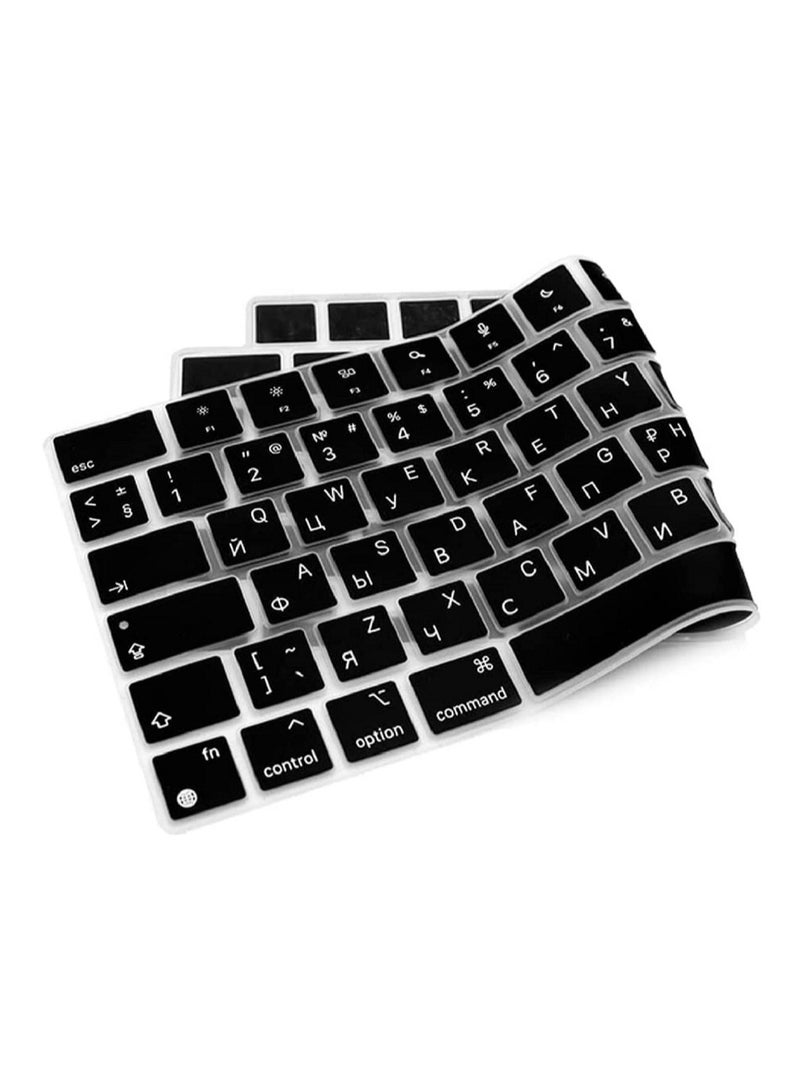 AMM EU Version Russian English Silicone Keyboard Cover Skin for M2 MacBook Air 13.6 inch 2022 A2681 & MacBook Pro 14 inch 2022 2021 A2442 M1 & MacBook Pro 16 inch 2022 2021 A2485 M1  Black - Image 5