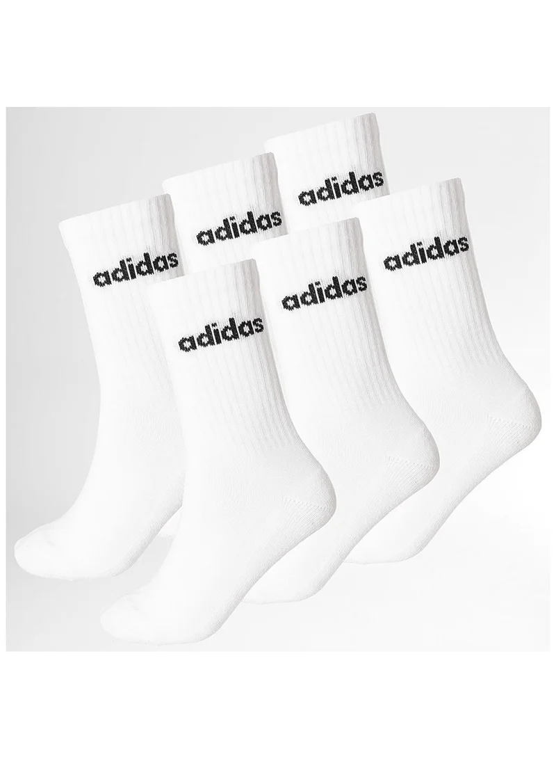 Adidas 6 Pack Linear Cushioned Crew Socks
