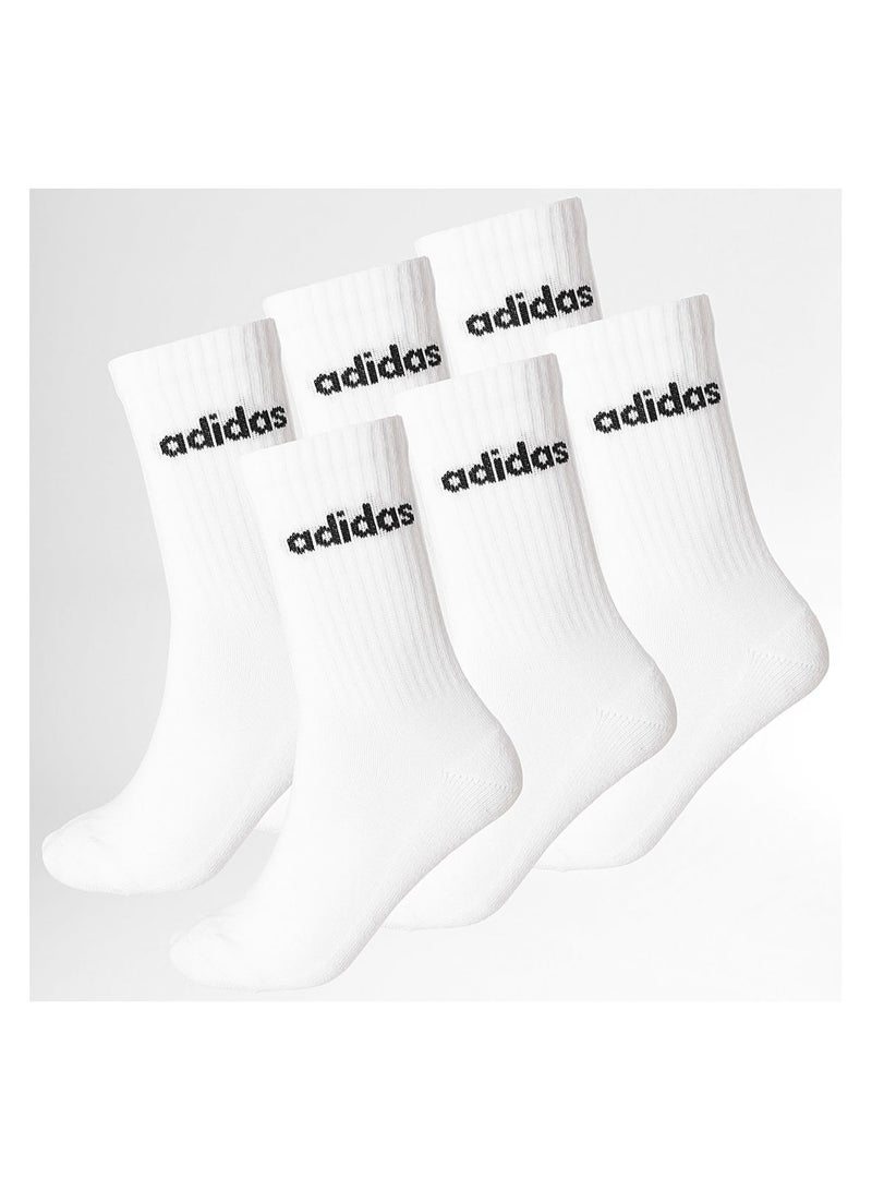 Adidas 6 Pack Linear Cushioned Crew Socks - Image 1