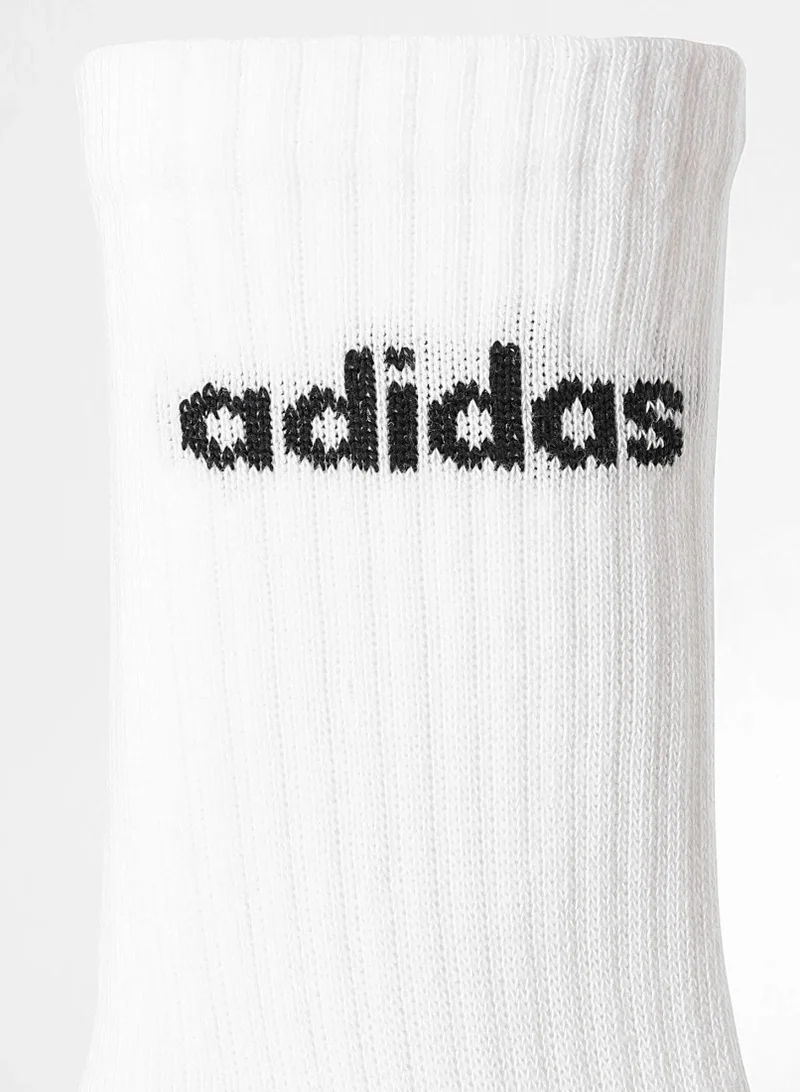 Adidas 6 Pack Linear Cushioned Crew Socks