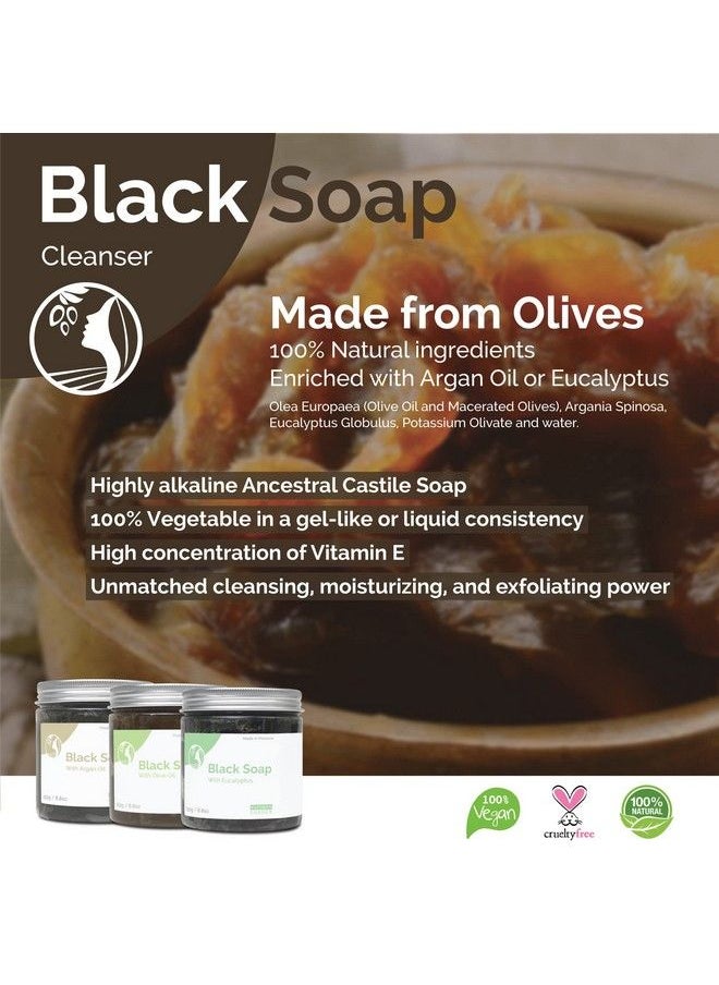Fatima's Garden - Black Soap (Beldi Soap) With Eucalyptus 100% Natural Moroccan Black Soap Body Scrub Pure & Natural Purifying Cleansing Exfoliating For Hammam Ritual 15.9 Oz / 450Gr - Image 1