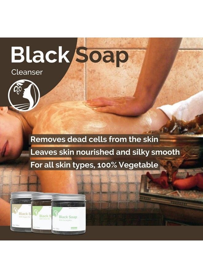 Fatima's Garden - Black Soap (Beldi Soap) With Eucalyptus 100% Natural Moroccan Black Soap Body Scrub Pure & Natural Purifying Cleansing Exfoliating For Hammam Ritual 15.9 Oz / 450Gr - Image 1