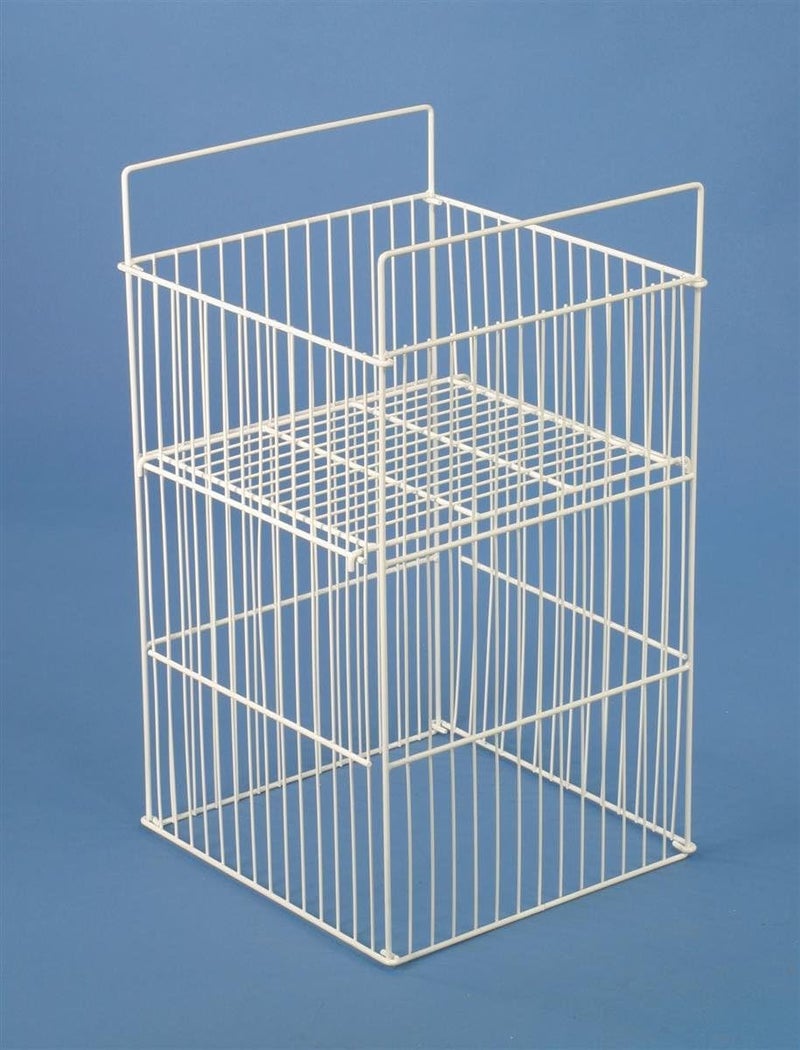 Displays2go White Wire Display Bin with HeightAdjustable Bottom Shelf 18 x 18 Dump Bin for Retail Use - Image 4