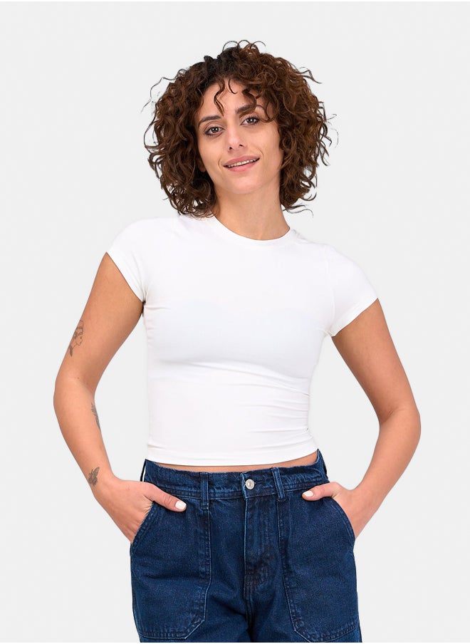 Clue - Round Neck Crop Top - Image 1