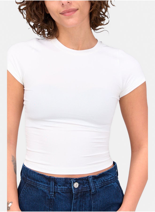 Clue - Round Neck Crop Top - Image 1