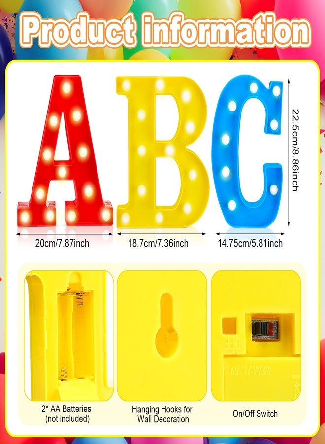 Aurelema 3 Pcs Large LED ABC Back to School Decoration Friend Street Party Favor First Day of School Decor ABC Alphabet Table Decorations Preschool Kindergarten Photo Props Cartoon Story Decor, 8.9 Inch - Image 2