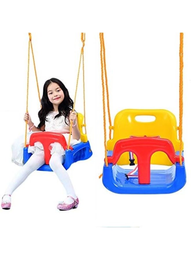 Rainbow Toys RBW TOYS مقعد أرجوحة معلق للأطفال ثلاثة في واحد مناسب للاستخدام الداخلي والخارجي مقعد أرجوحة مع حبل (أزرق) - Image 1