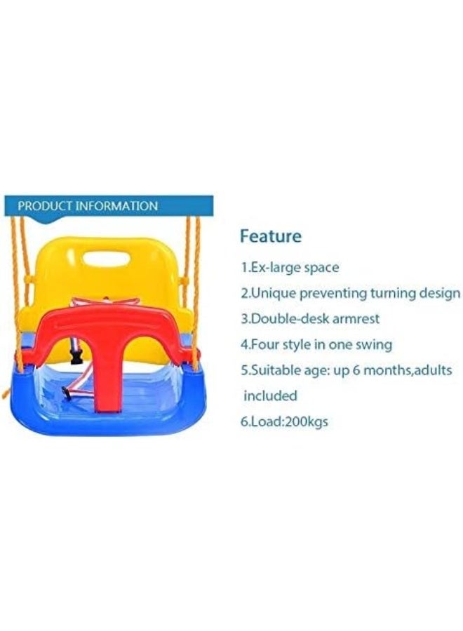 Rainbow Toys RBW TOYS مقعد أرجوحة معلق للأطفال ثلاثة في واحد مناسب للاستخدام الداخلي والخارجي مقعد أرجوحة مع حبل (أزرق) - Image 5