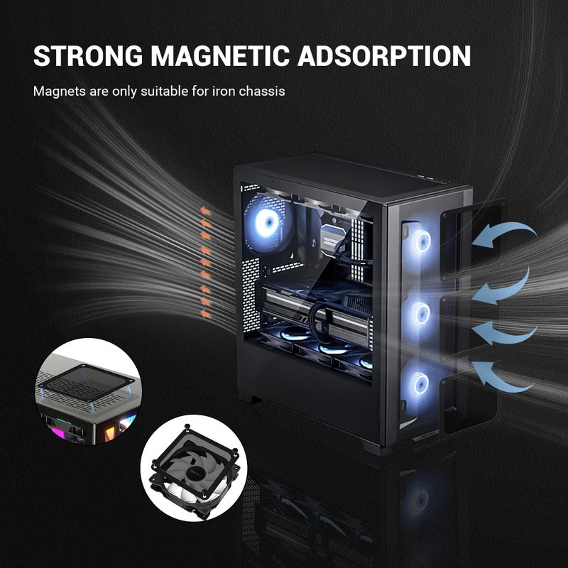 YIMATEECO Dust Filter PC 120mm for Computer Cooler/PSU/Routers Nylon 80 Mesh, Magnetic Frame PC Fan Dust Mesh Cooler Filter Dustproof Computer Fan Grills (Nylon, 120 * 120mm, 2pcs, Black) - Image 4