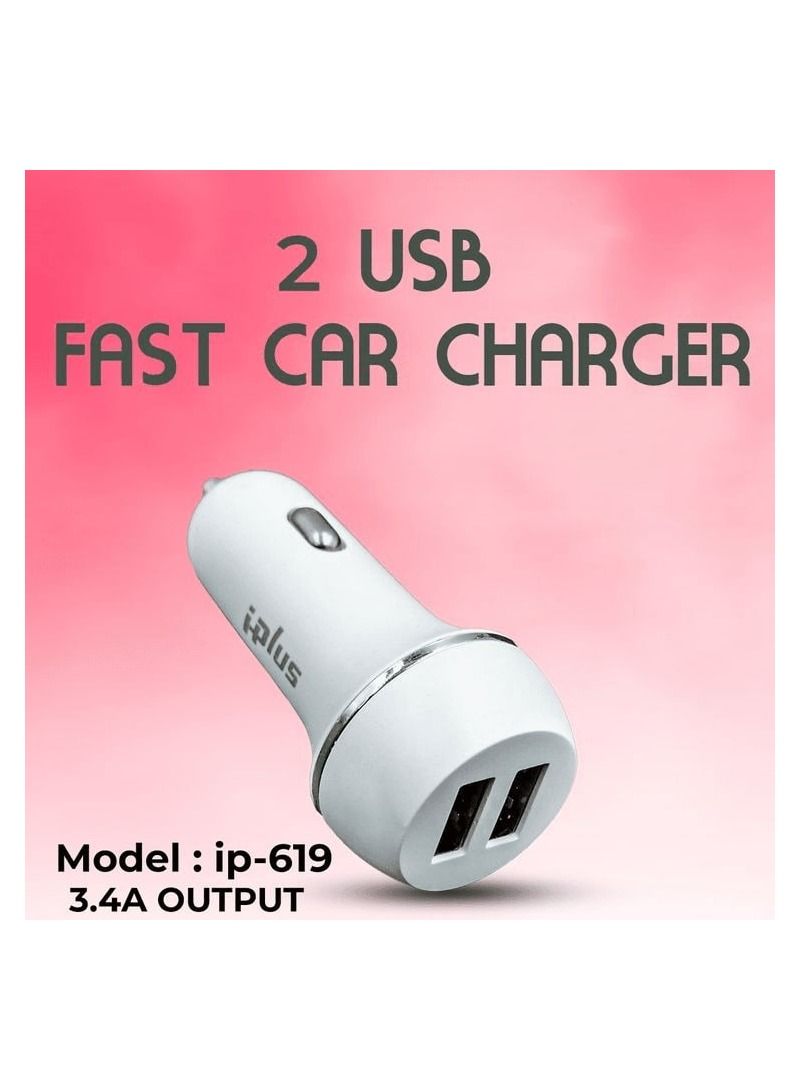 iplus Car Charger USB Car Mobile Charger Fast Charger iPlus 3.4 Amp iPlus iP-619 - Image 1