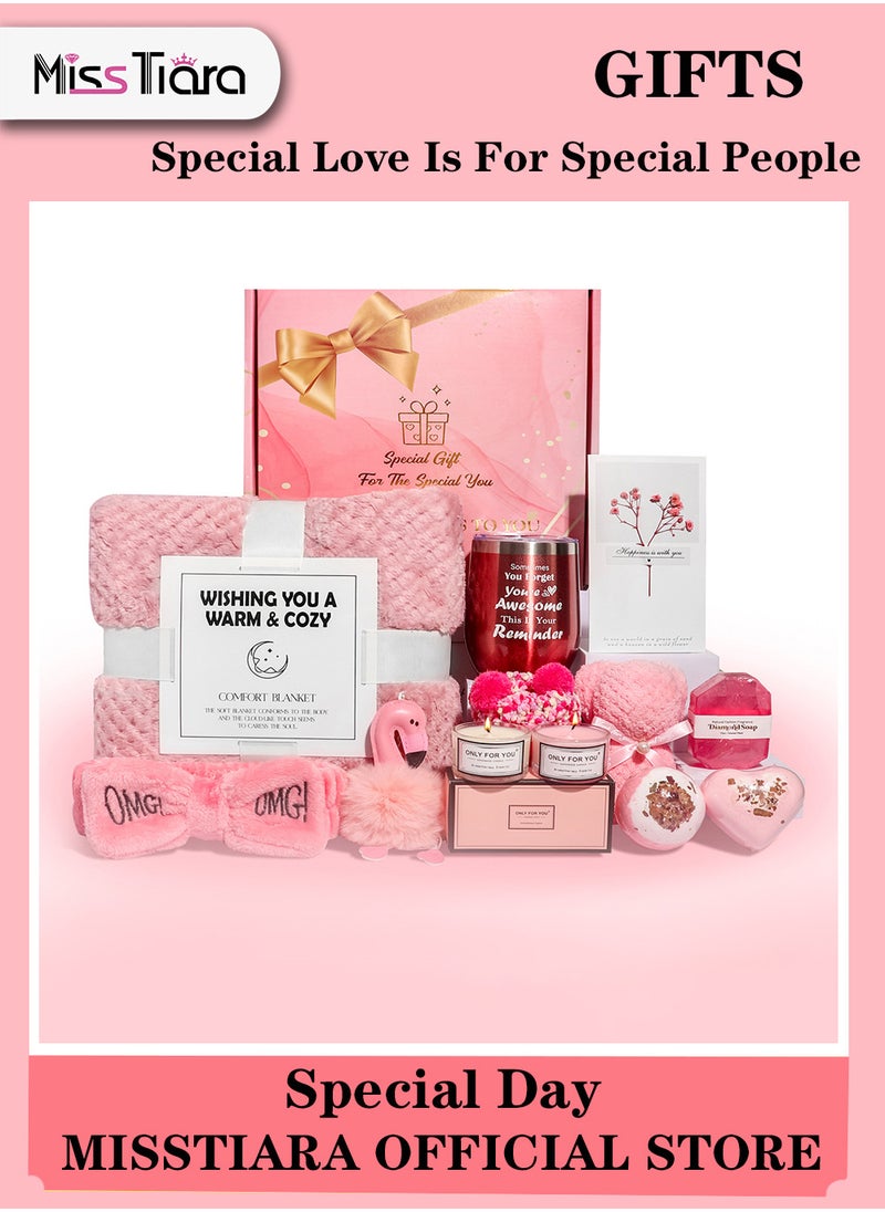 MissTiara Gift Basket for Women - Birthday Gift Box, Get Well Soon Gift Set Contains 13 Inspirational Gifts, Relaxing Spa Treatment Package for Women, Bestie Friendship, Female Friend Gift  - Image 1