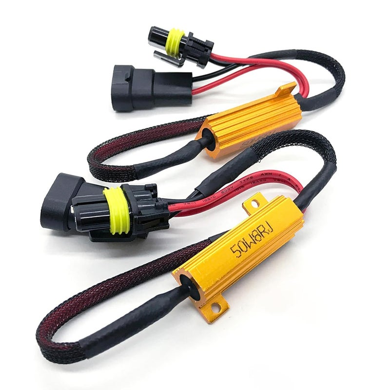Onex 9006 LED Load Resistor Kit 50W 8ohm Headlight Bulb Relay Harness Adapter Anti Flicker Error Decoder Warning Canceller - Image 1