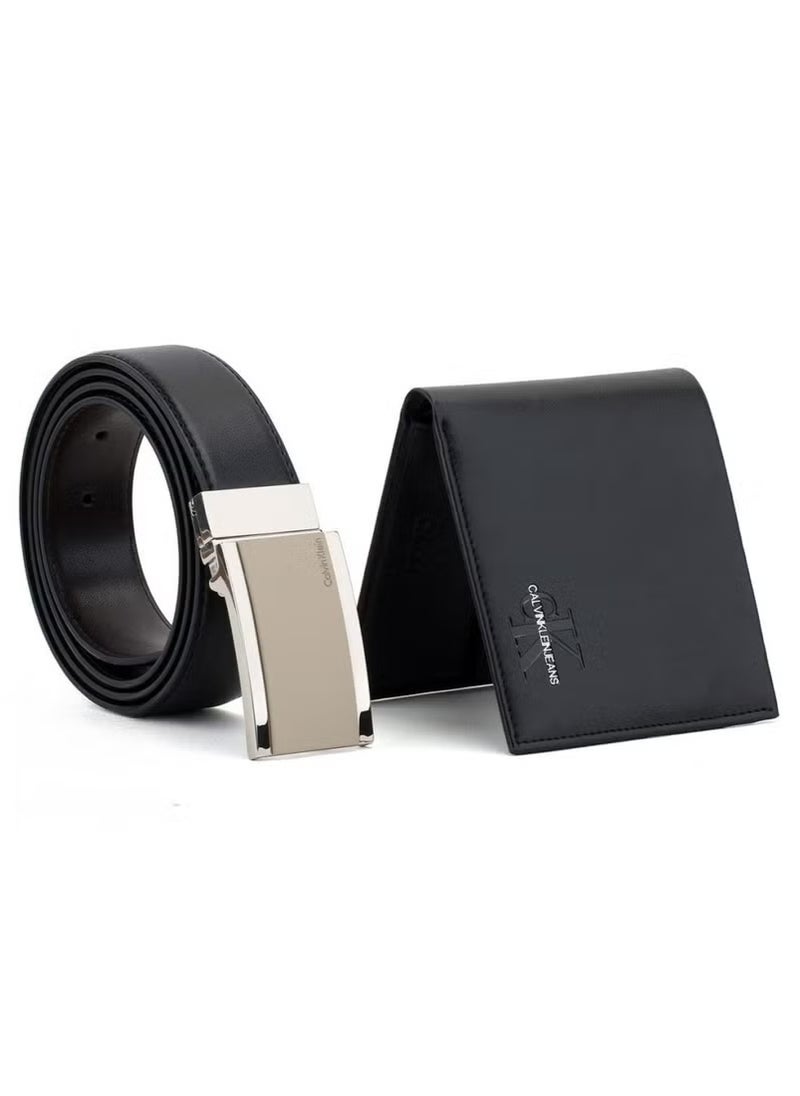 CALVIN KLEIN JEANS PLUS Calvin Klein Leather Belt & Wallet Black Set For Men  - Image 2