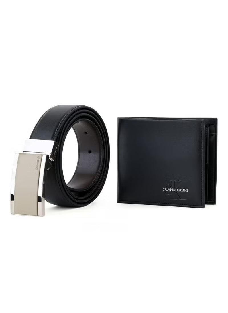 CALVIN KLEIN JEANS PLUS Calvin Klein Leather Belt & Wallet Black Set For Men  - Image 4