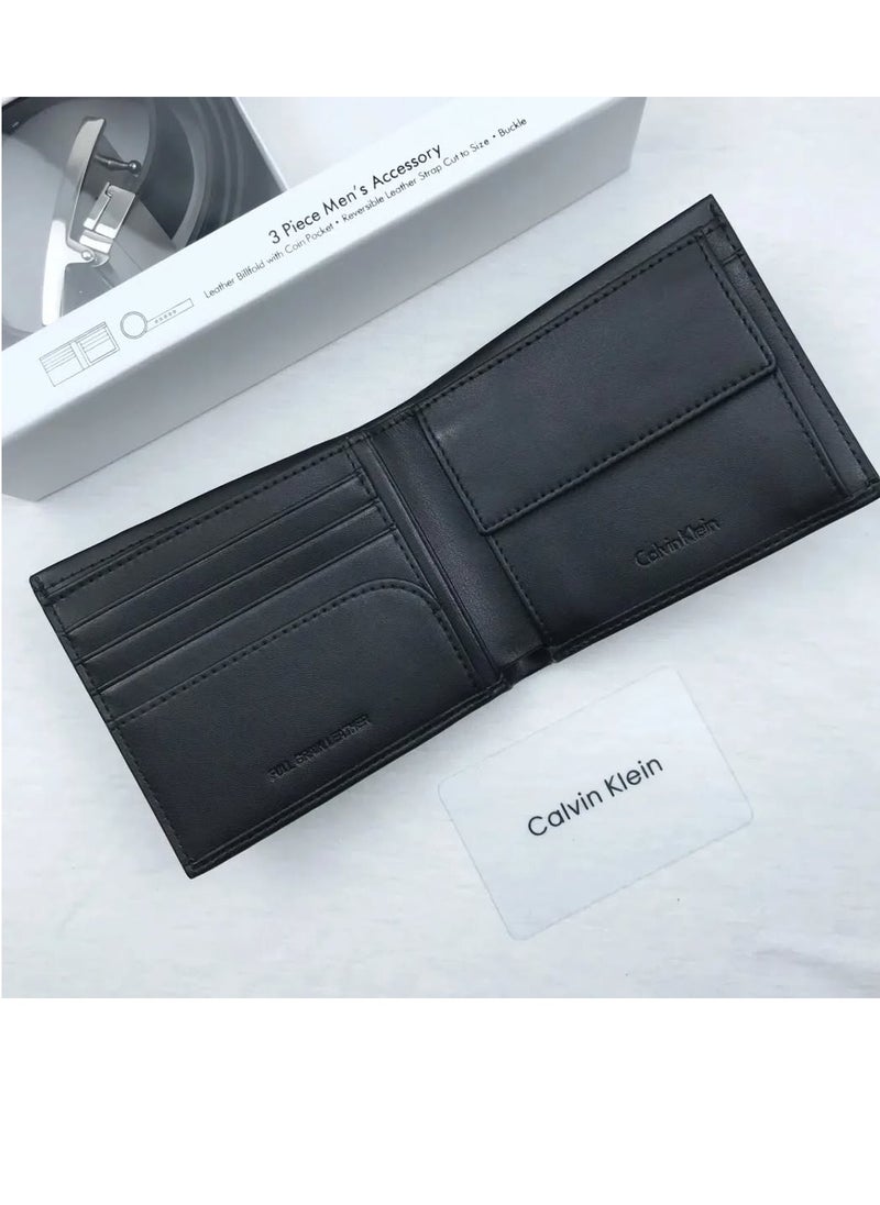 CALVIN KLEIN JEANS PLUS Calvin Klein Leather Belt & Wallet Black Set For Men  - Image 5