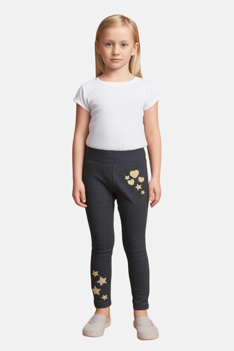 Hamleys Kids Girl Graphic Print Leggings, Dark Grey - Image 1