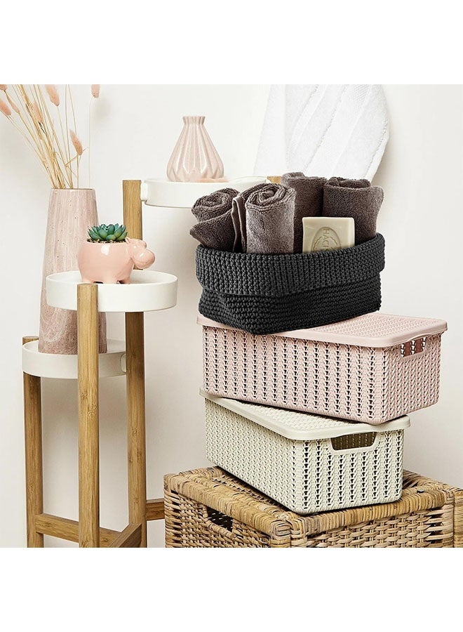21 x 13 x 15.5cm Black Woven Basket, Rectangular Cotton Rope Woven Storage, Small Woven Basket for Bedroom, Natural Woven Organizer, Small Basket for Bathroom, Study Room, Office - Image 5