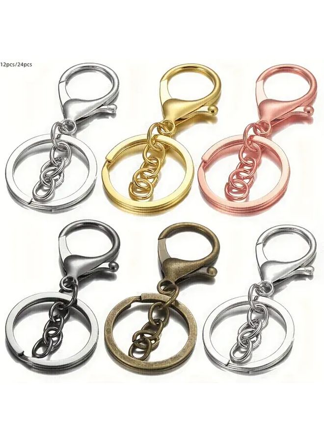 12pcs Bronze Key Chain Links with Lobster Clasp Open Jump Rings for DIY Accessories - Image 2