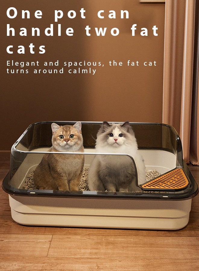 Cat Litter Box, High fence semi enclosed cat litter box Thickened cat toilet Litter Box with High Side, semi enclosed cat litter box With shovel and deodorizing bag,with Free Scoop Kitten Detachable Rim Easy Cleaning( Black) - Image 4