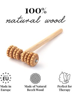 tuuli Tuuli Accessories Anti Cellulite Massage Roller T-Roller Tool Massager Maderotherapy Wooden 14.6x5.1 inches  - Image 3