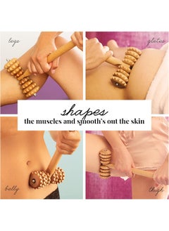 tuuli Tuuli Accessories Anti Cellulite Massage Roller T-Roller Tool Massager Maderotherapy Wooden 14.6x5.1 inches  - Image 4